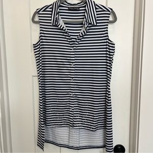 Tango Mango Women’s Sleeveless Button‎ Up Striped Rhinestone Blouse Size Medium